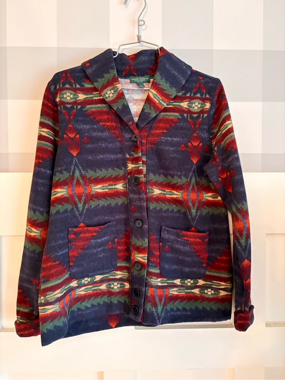 Ralph Lauren Lauren Jeans Co Multicolor Patterned Blazer Jacket Large P - Picture 4 of 8